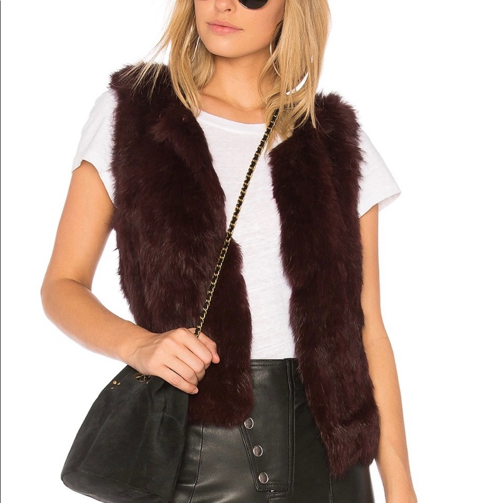 525 American Luxe dark red fur vest